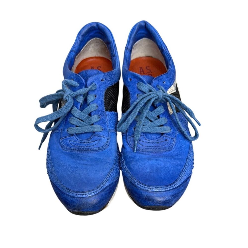 A.S.98 Blue Leather Suede Sneakers Americana Red White Blue Womens Size 8